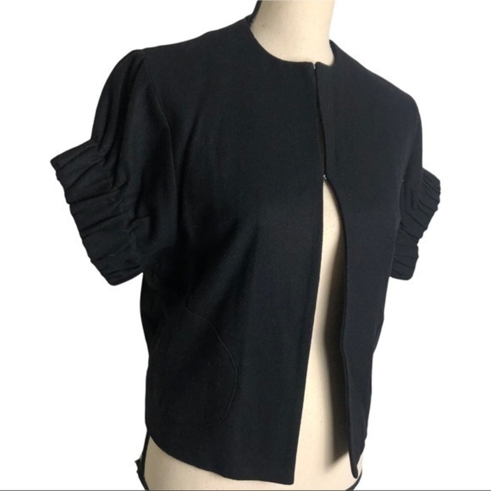 Echo Black Wool Blend Short Sleeve Cropped Jacket Size S/M - Picture 7 of 9